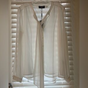 Karl Lagerfeld Sheer White Button Down Blouse